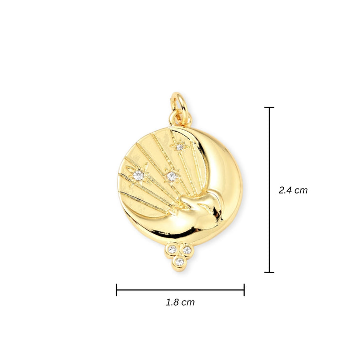 Medidas para Dije de luna y estrellas de chapa de oro con zirconia