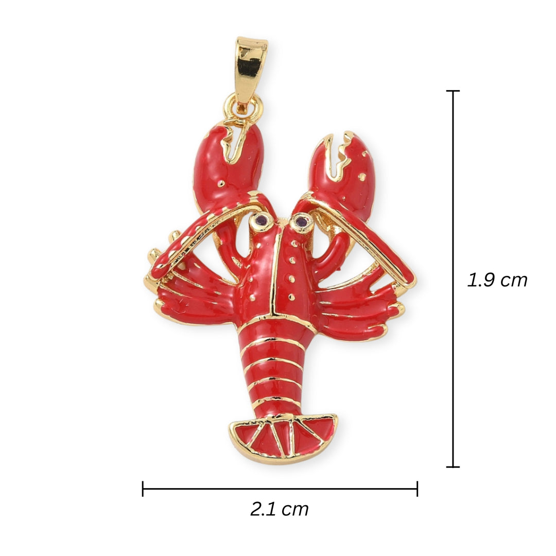 Medidas para Dije de langosta de chapa de oro con esmalte