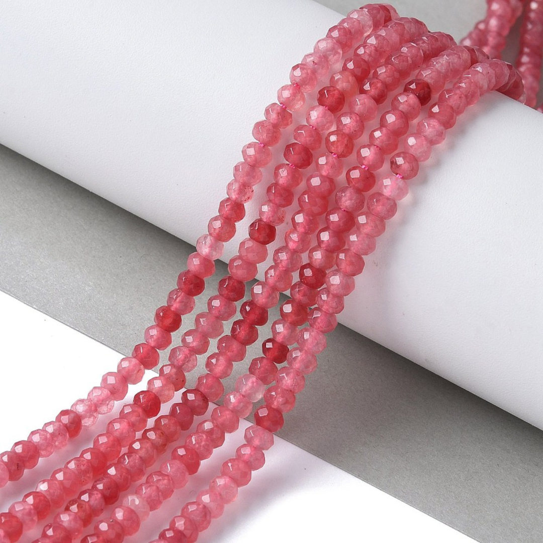 Tira de jade rondel facetado de 4 mm para joyería