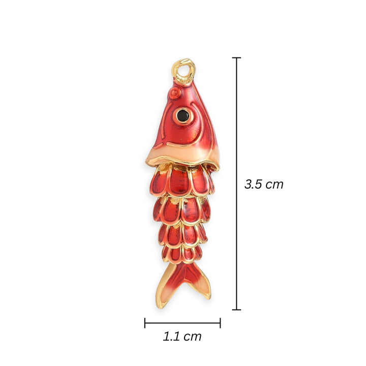 Medida para Dije de pez de chapa de oro con esmalte