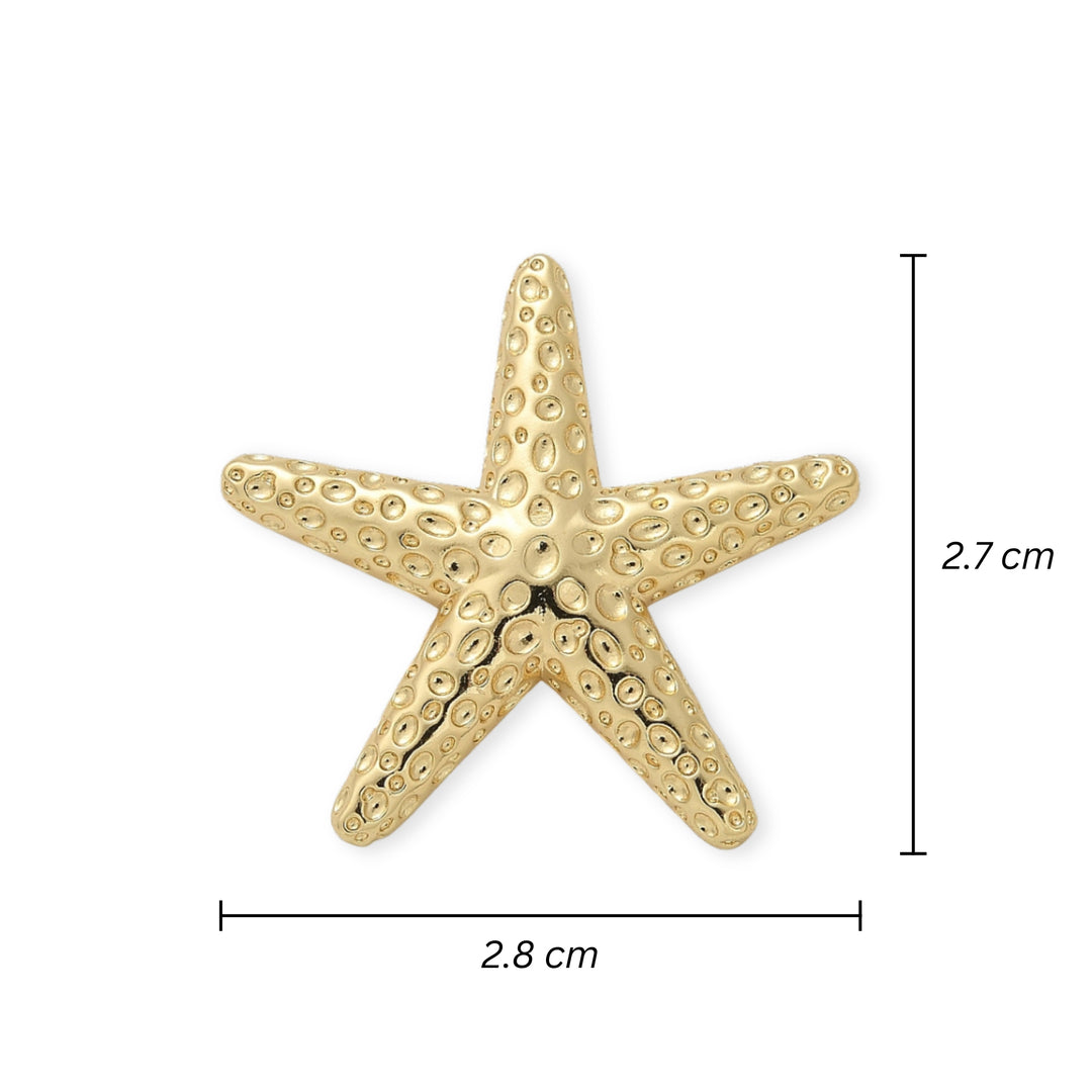 Medidas para Dije de estrella de mar de chapa de oro con ojal en la parte trasera