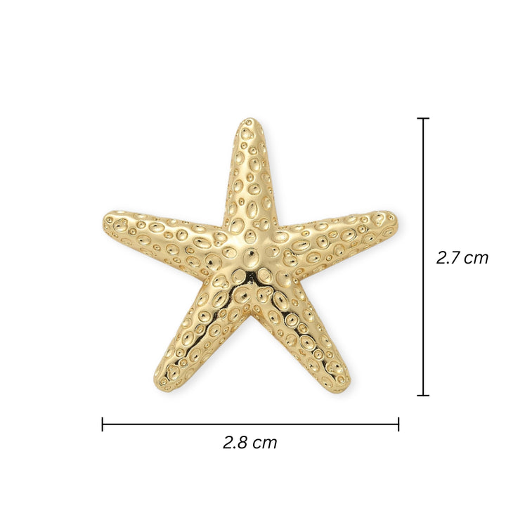 Medidas para Dije de estrella de mar de chapa de oro con ojal en la parte trasera