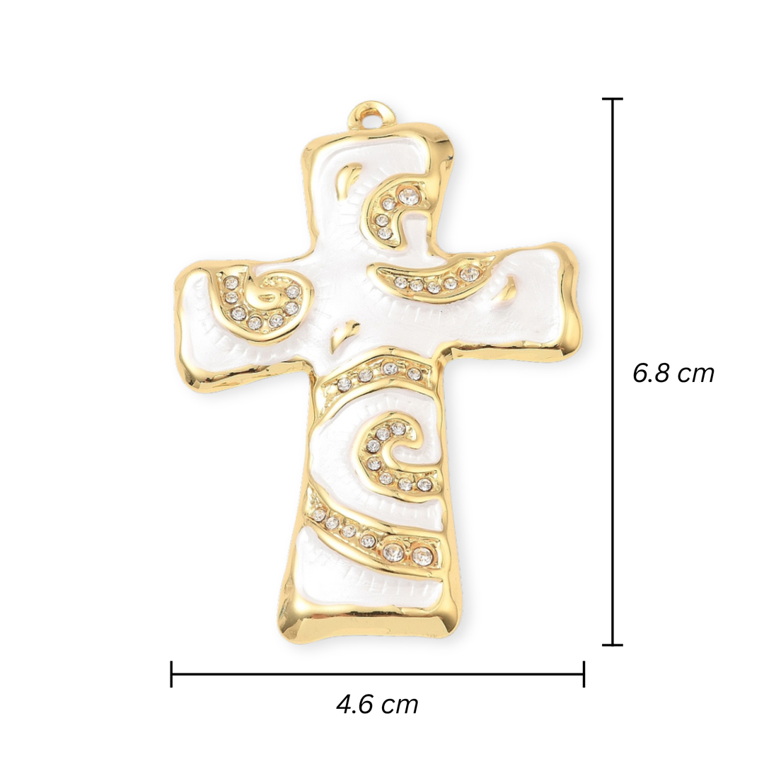 Medidas para Dije de cruz de chapa de oro con esmalte