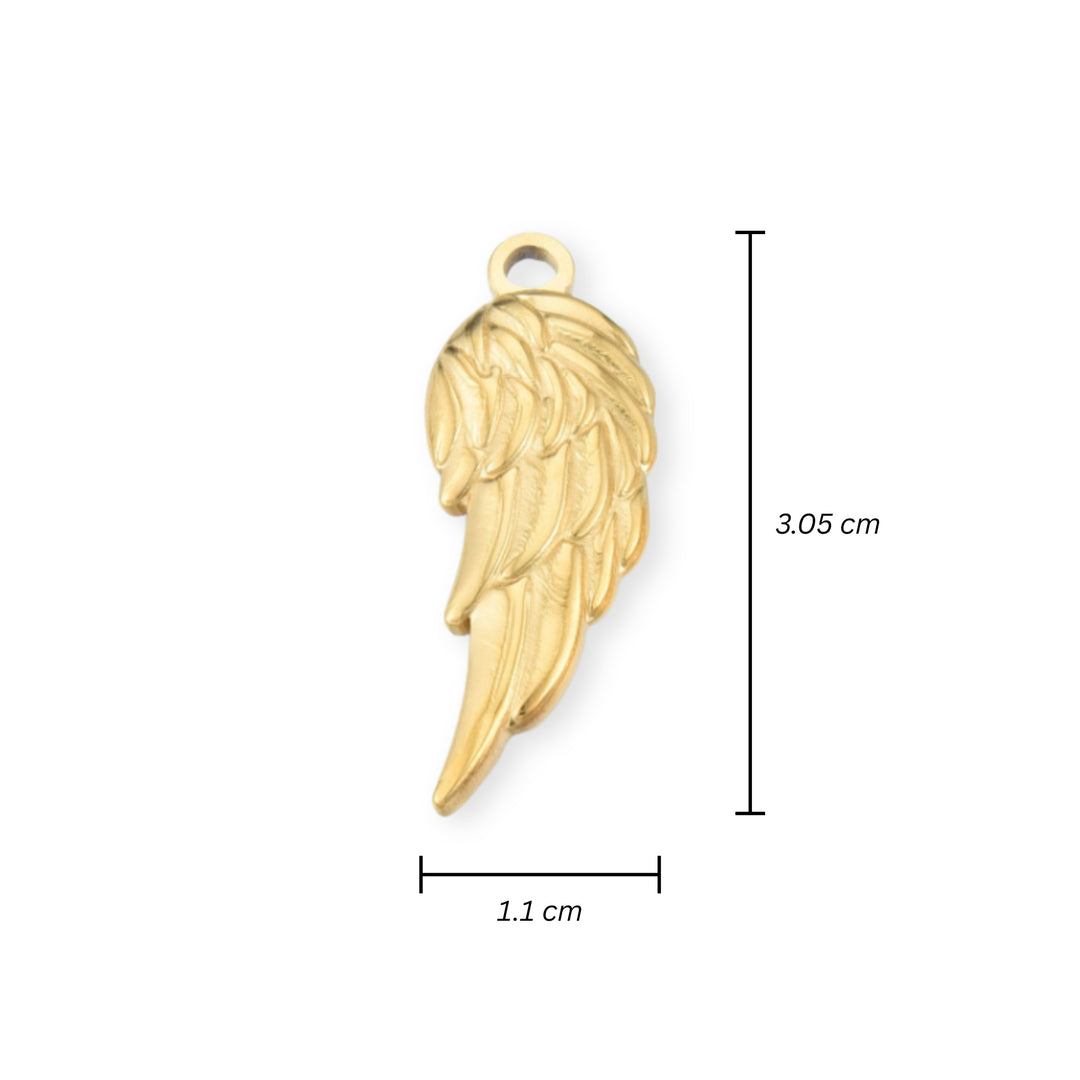 Medidas para dije de ala de ángel de acero inoxidable