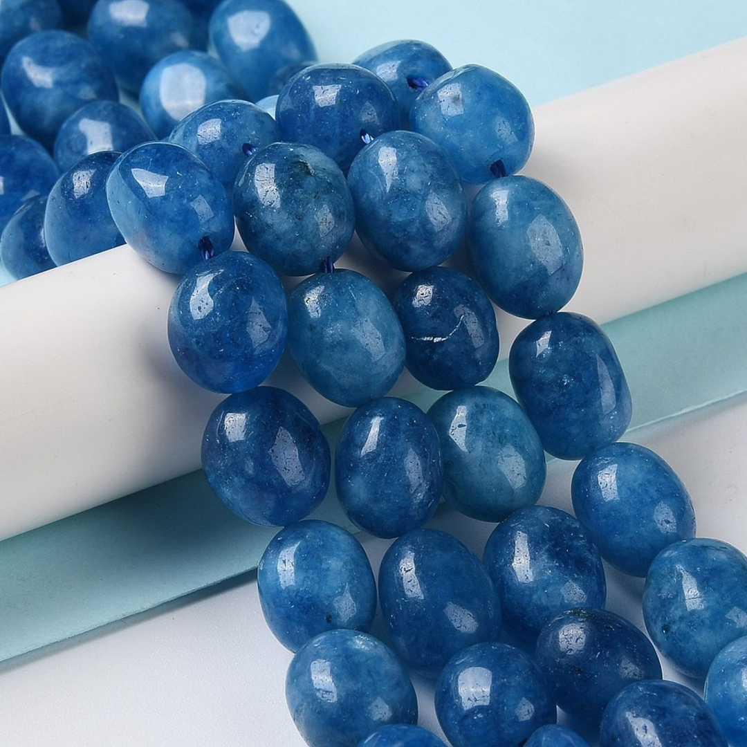 Tira de cuentas de jade natural ovalado de 13 × 10 mm para joyería