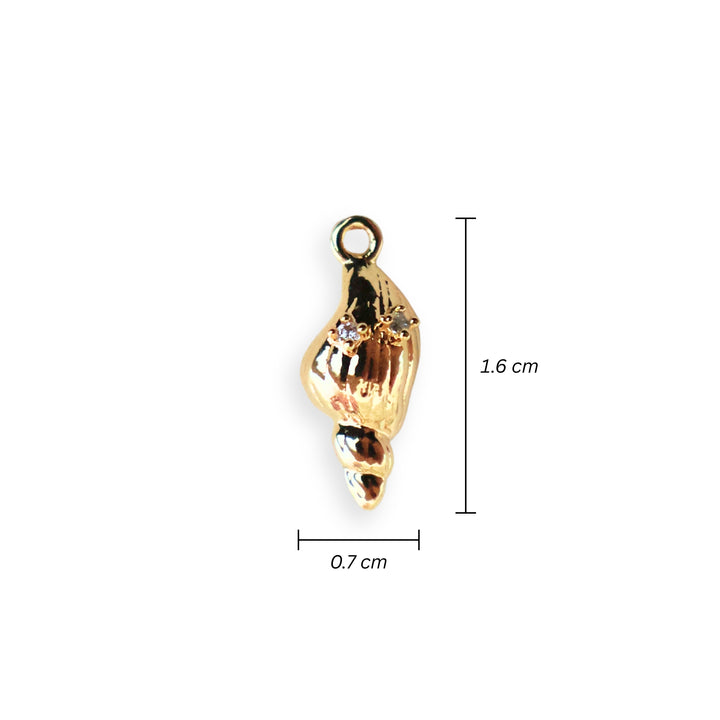 Medidas para dije de caracol de chapa de oro con zirconia