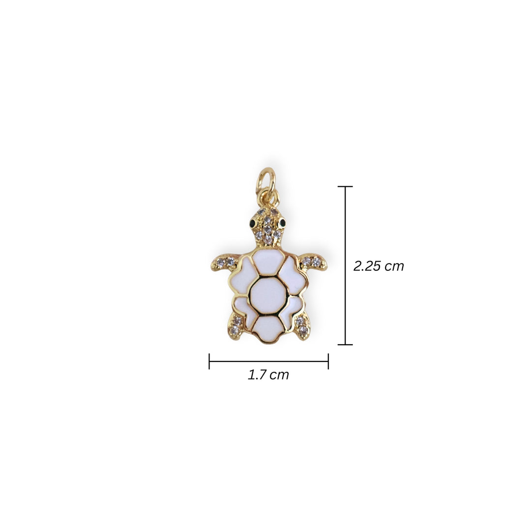Medida para Dije en forma de tortuga blanca de chapa de oro