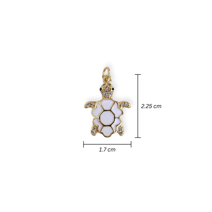 Medida para Dije en forma de tortuga blanca de chapa de oro