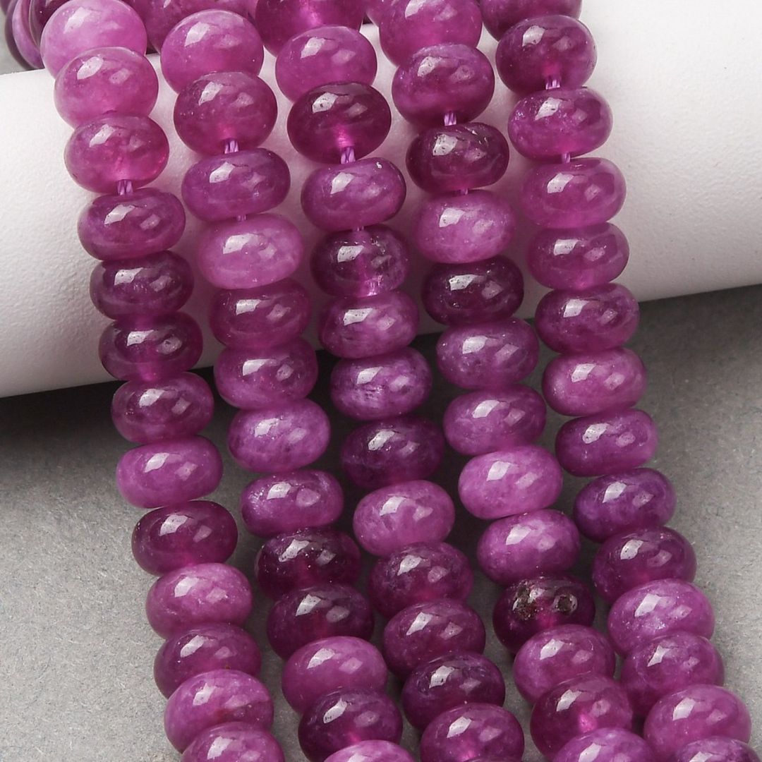 Tira de jade color morado de 8 mm para joyería