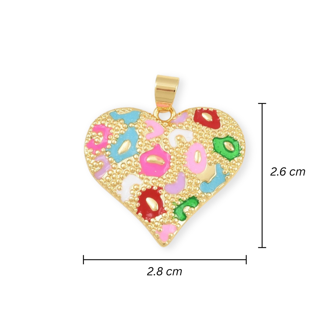 Medidas para Dije de corazón de chapa de oro con zirconia y esmalte