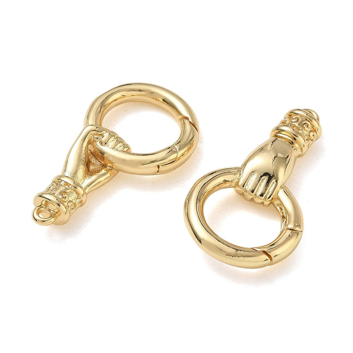 Broche de mano de chapa de oro con aro para joyería