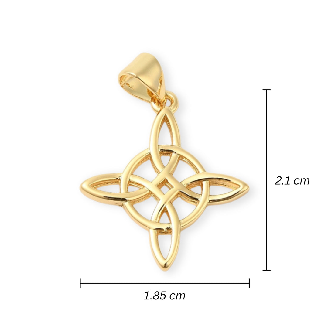 Medidas para Dije en forma de nudo de bruja elaborado en chapa de oro