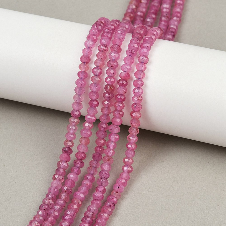 Tira de jade rondel facetado de 4 mm para joyería