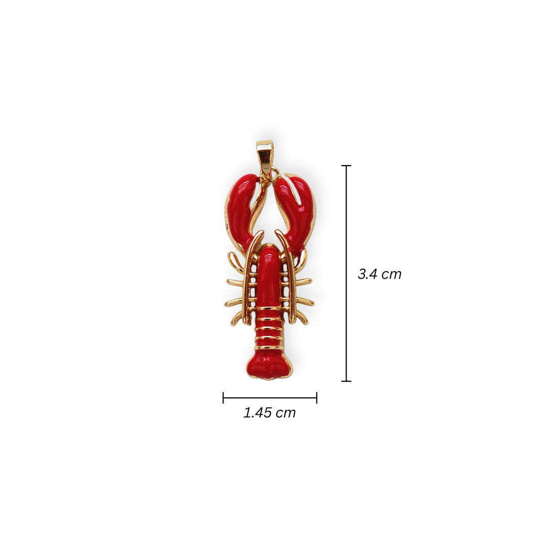 Medidas para dije de langosta roja esmaltada en chapa de oro
