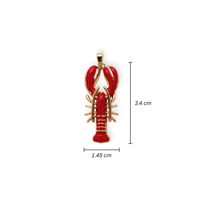 Medidas para dije de langosta roja esmaltada en chapa de oro