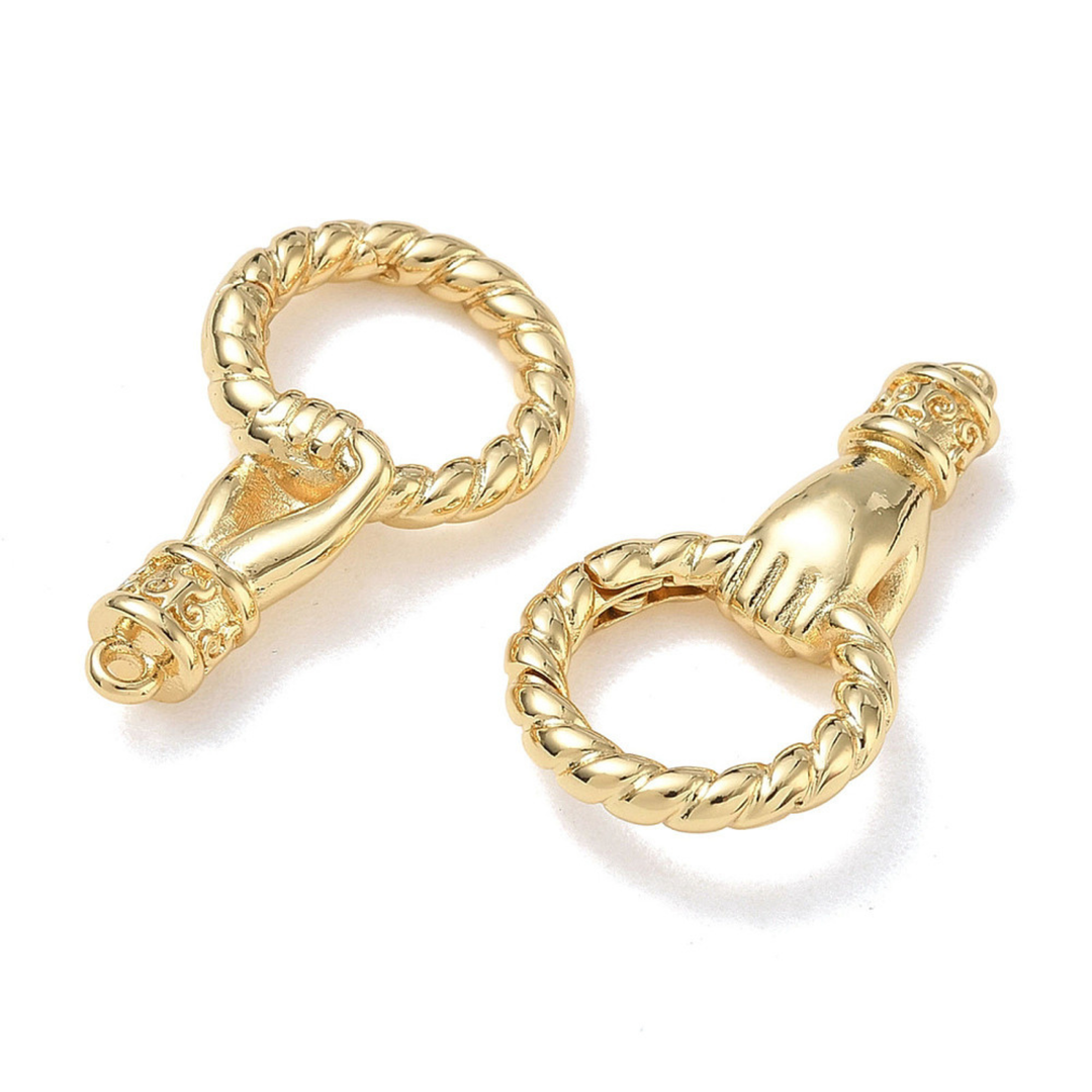 Detalles de Broche de mano de chapa de oro con aro trenzado para joyería