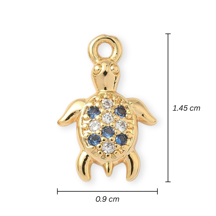 Medidas para Dije tortuga en chapa de oro con zirconia brillante