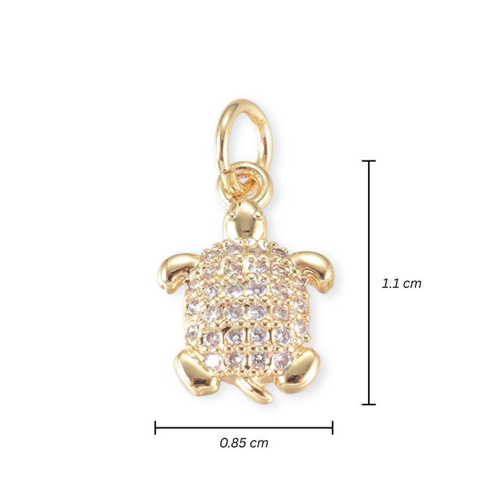 Medidas para Dije tortuga en chapa de oro con zirconias brillantes