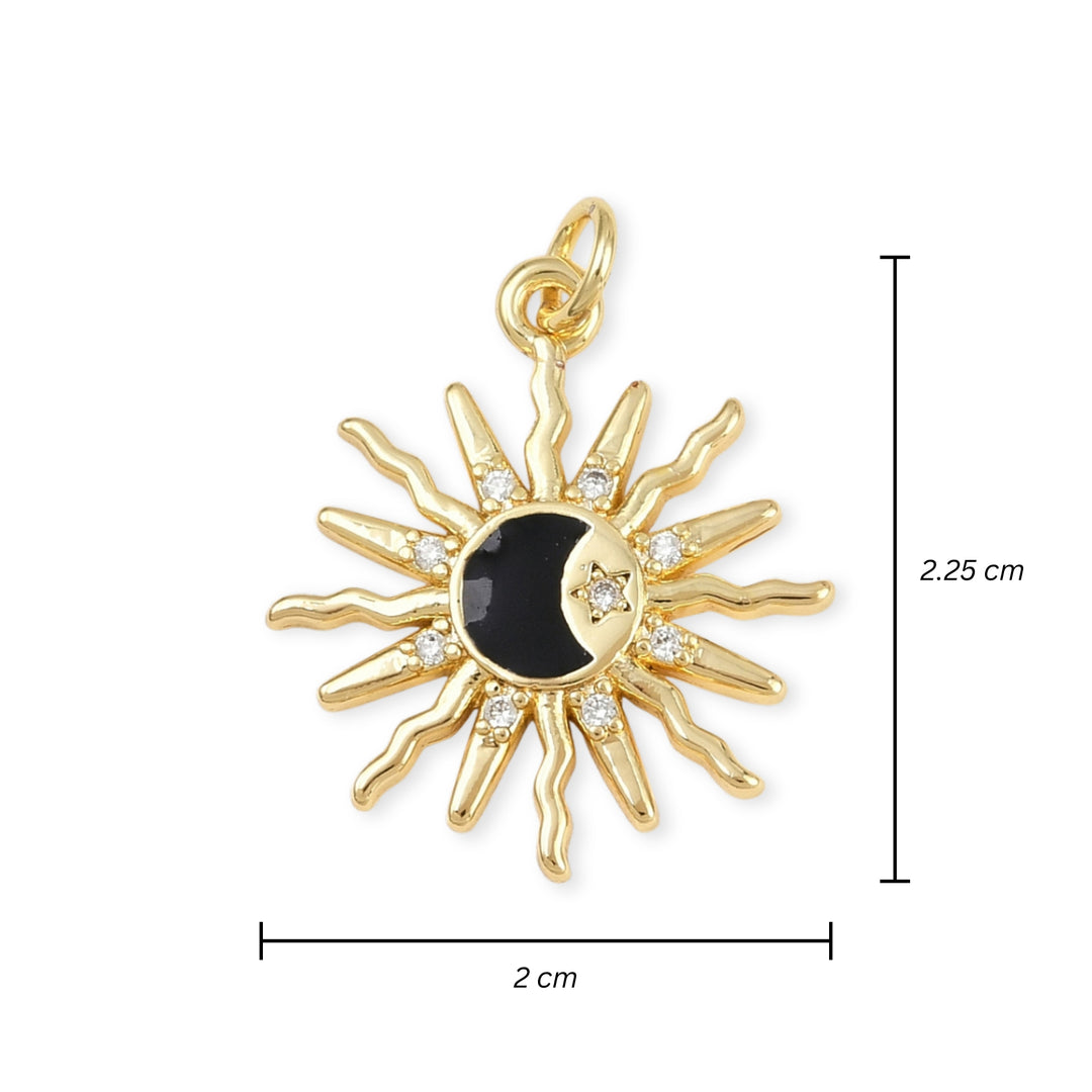 Medidas para Dije de sol de chapa de oro con zirconia y esmalte