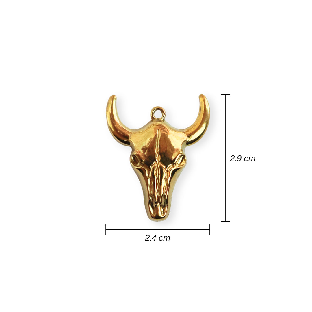 Medidas para dije de acero inoxidable en forma de cabeza de toro