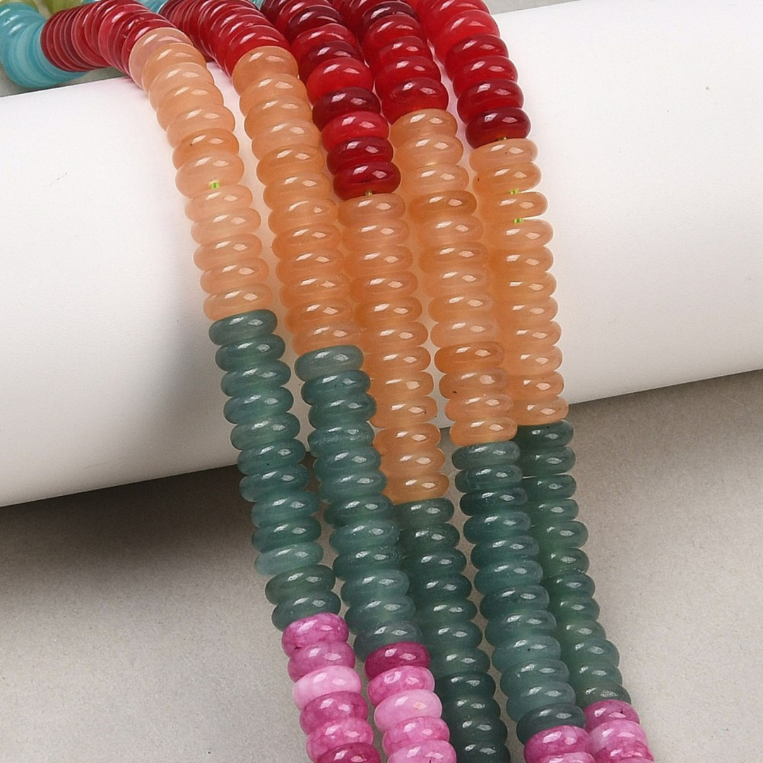 Detalles de Tira de jade rondel natural de 6 mm para joyería