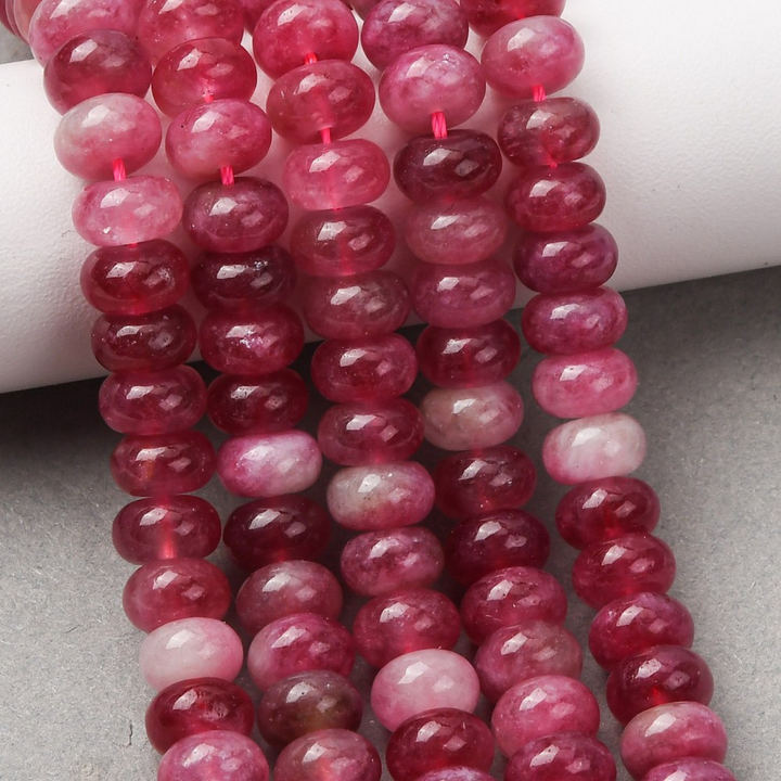 Tira de jade color cereza de 8 mm para joyería