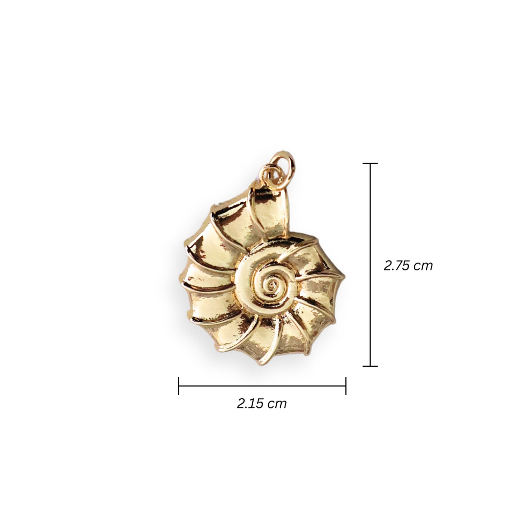 Medidas para dije caracol dorado en chapa de oro