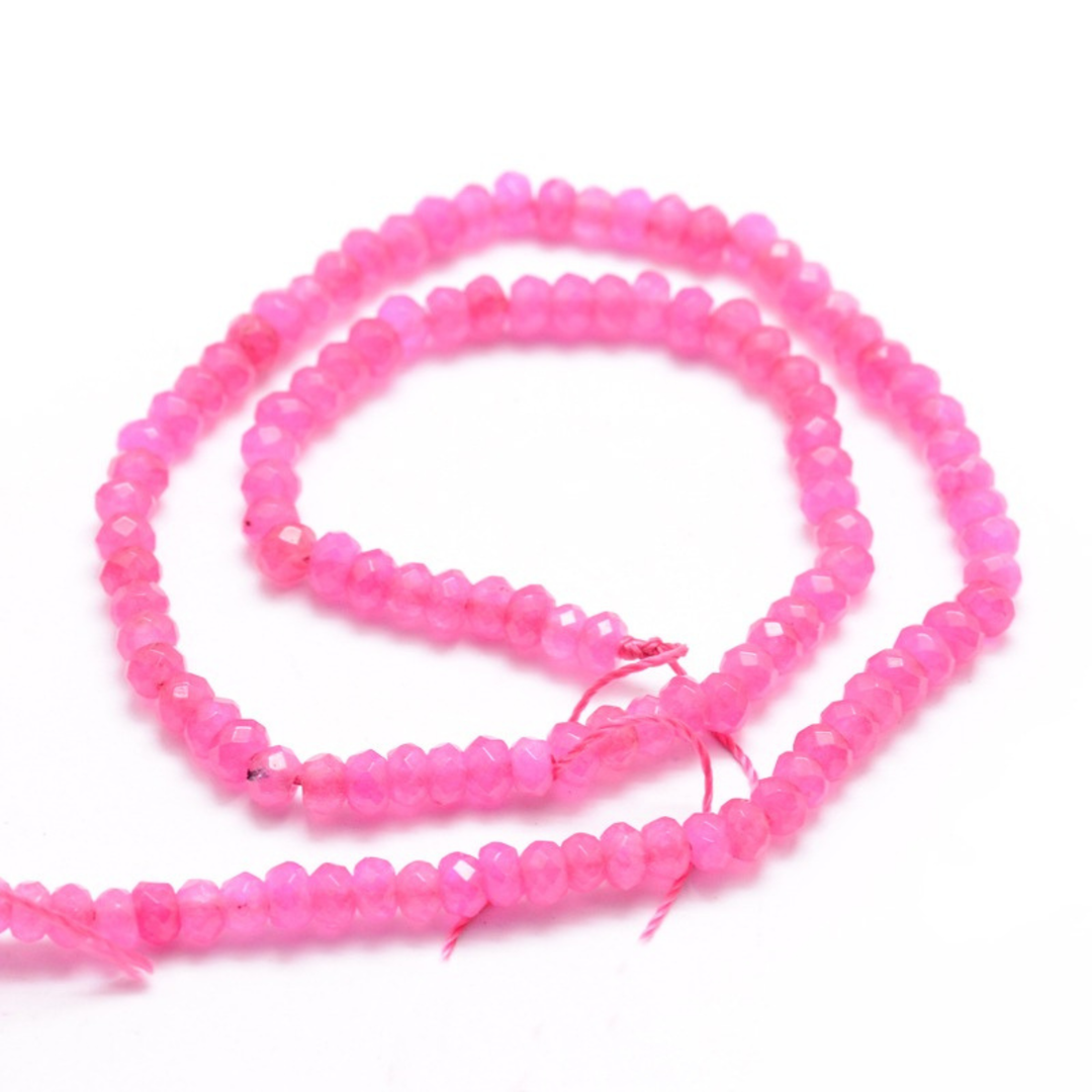 Tira de jade rondel facetado de 4 mm para joyería