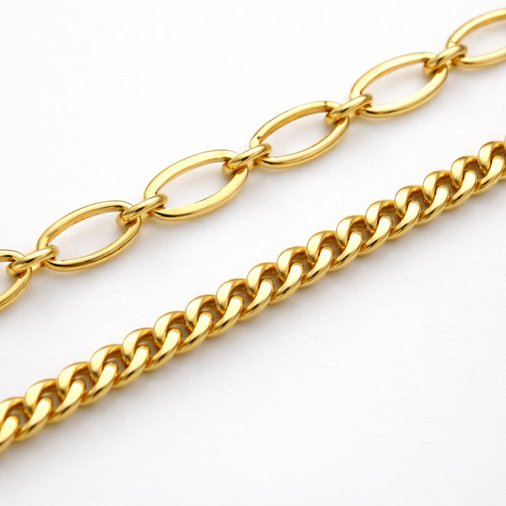 Detalles de Cadena de chapa de oro con broche perico grande con zirconia