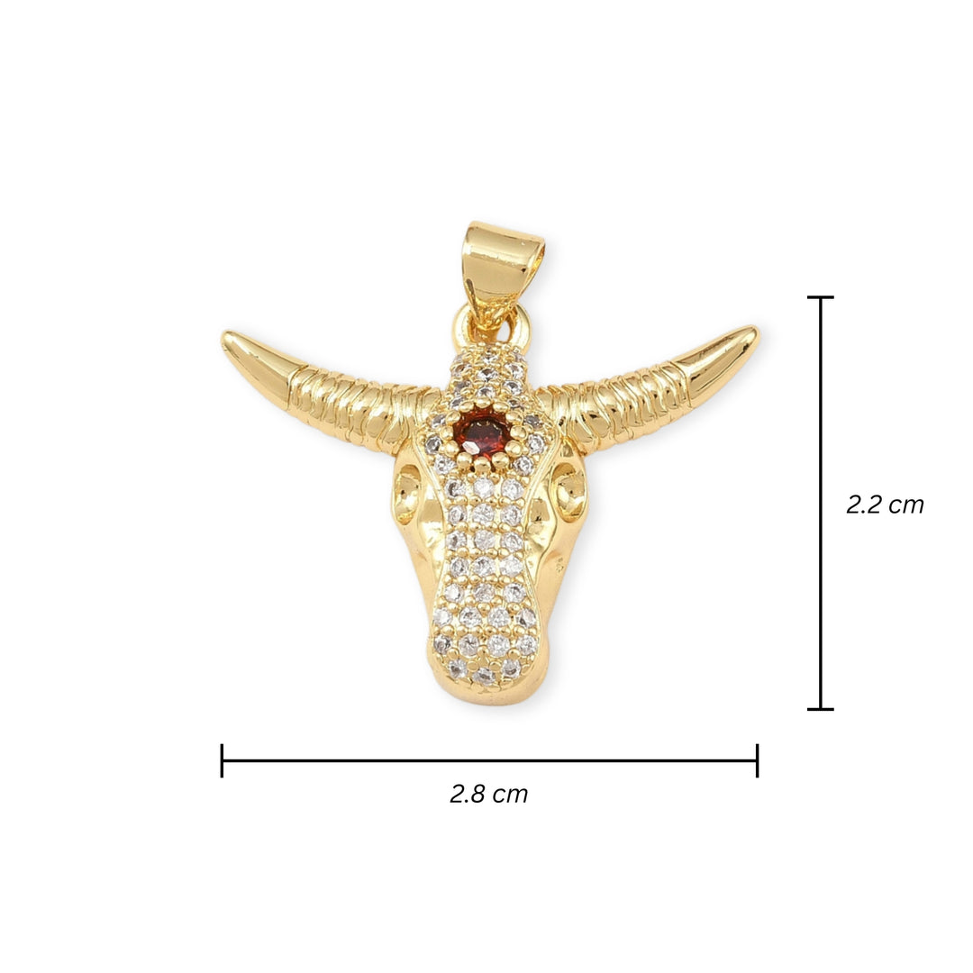 Medidas para Dije de toro de chapa de oro con zirconia