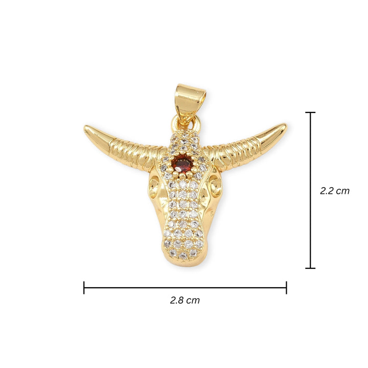 Medidas para Dije de toro de chapa de oro con zirconia