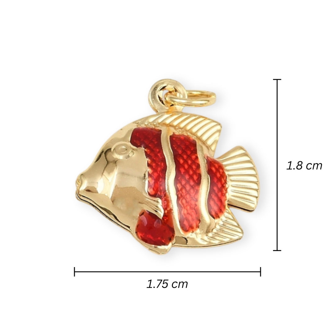 Medidas para Dije de pez de chapa de oro con esmalte