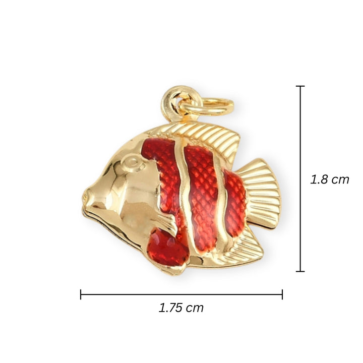 Medidas para Dije de pez de chapa de oro con esmalte