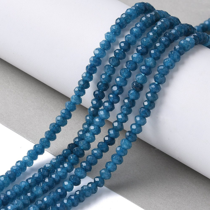 Tira de jade rondel facetado de 4 mm para joyería