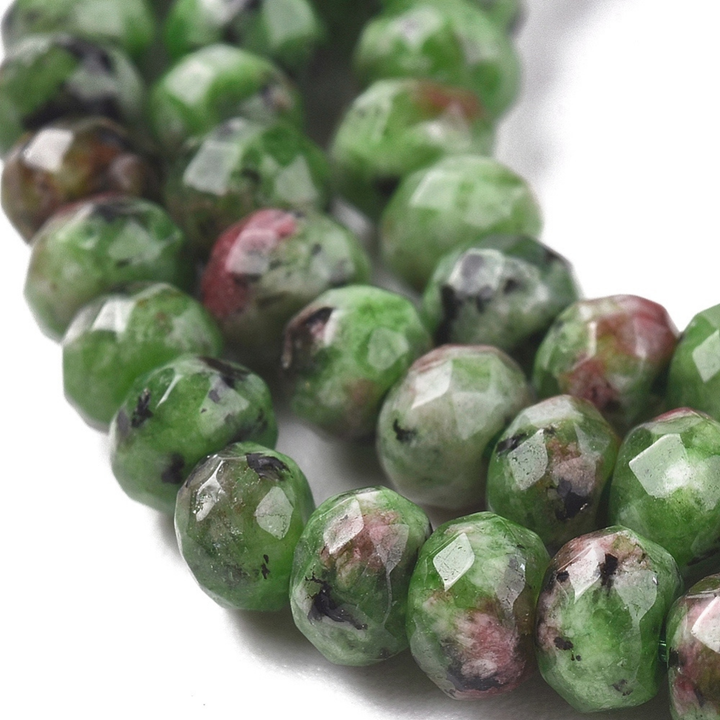 Tira de jade rondel facetado de 4 mm para joyería