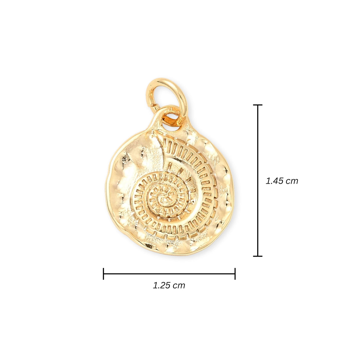 Medidas para Dije circular de caracol de chapa de oro