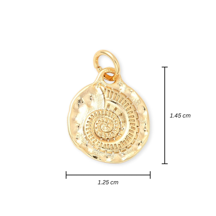 Medidas para Dije circular de caracol de chapa de oro