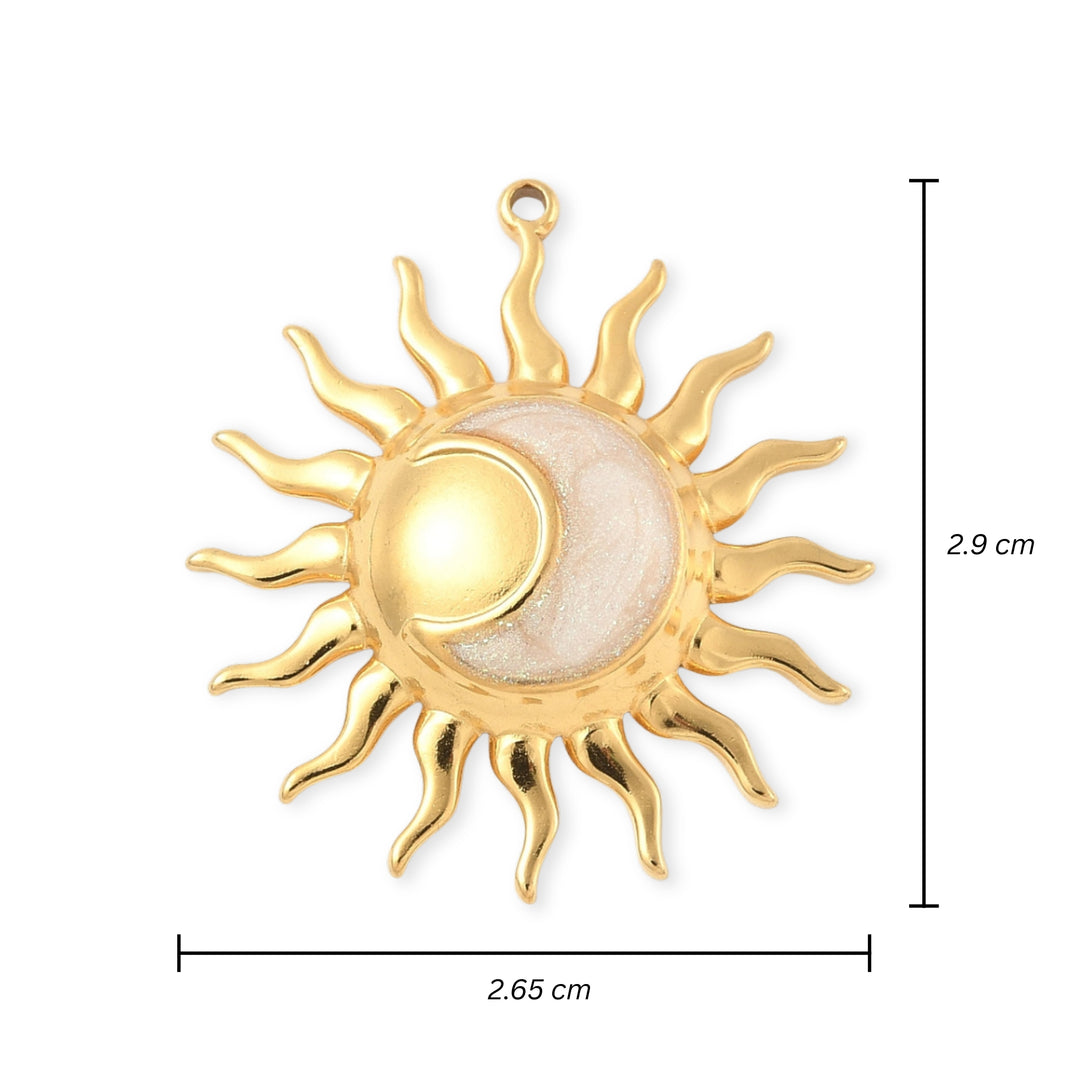 Medidas para Dije de sol y luna de acero inoxidable