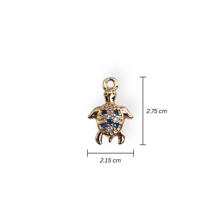 Medidas para dije tortuga en chapa de oro con zirconia brillante