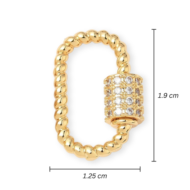 Broche carabiner de chapa de oro con zirconia