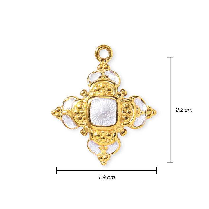 Medidas para Dije de flor de acero inoxidable con esmalte