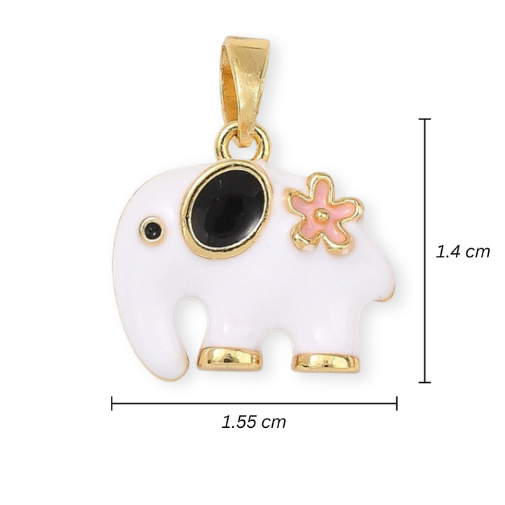 Medidas para Dije de elefante de chapa de oro con esmalte