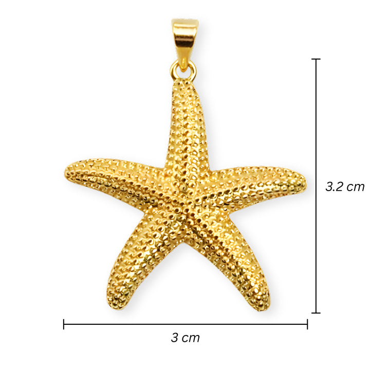 Medidas para Dije de estrella de mar de chapa de oro