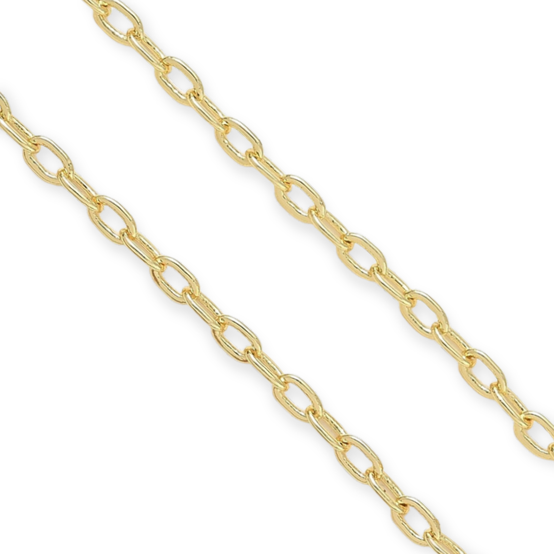 Detalles de Cadena de chapa de oro con broche marinero dorado