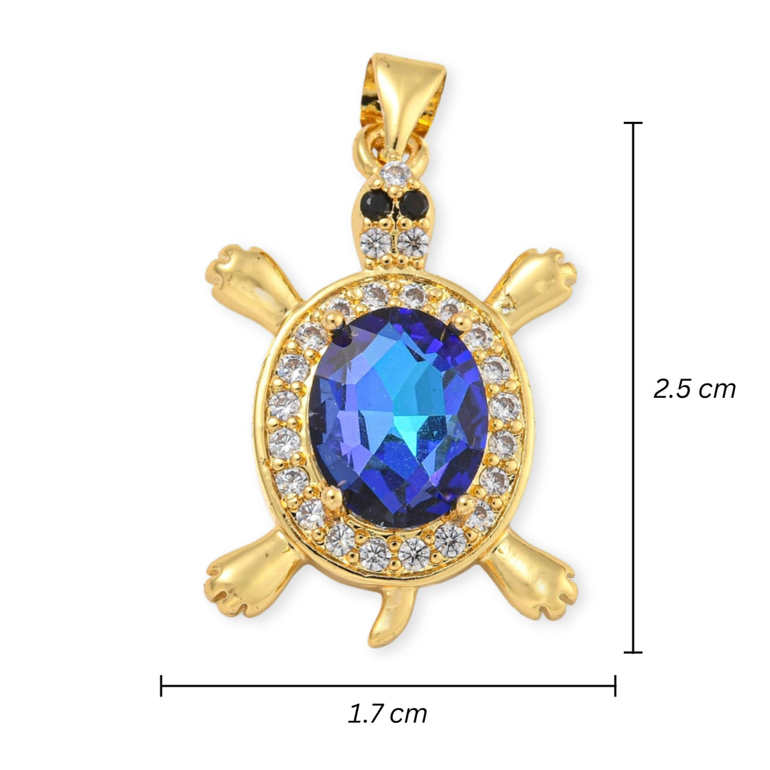 Medidas para Dije de tortuga en chapa de oro con detalles de zirconia