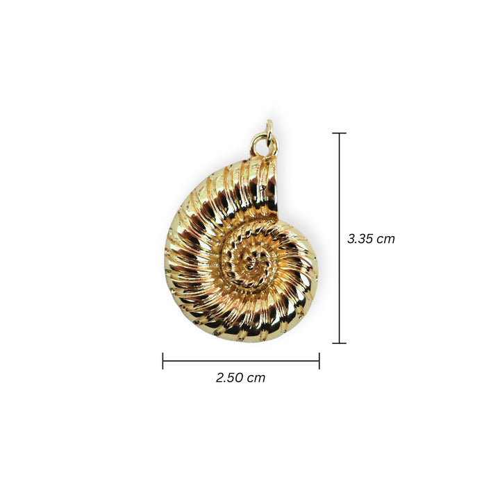 Medidas para dije en forma de caracol dorado de chapa de oro