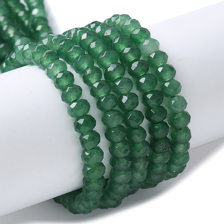 Tira de jade rondel facetado de 4 mm para joyería