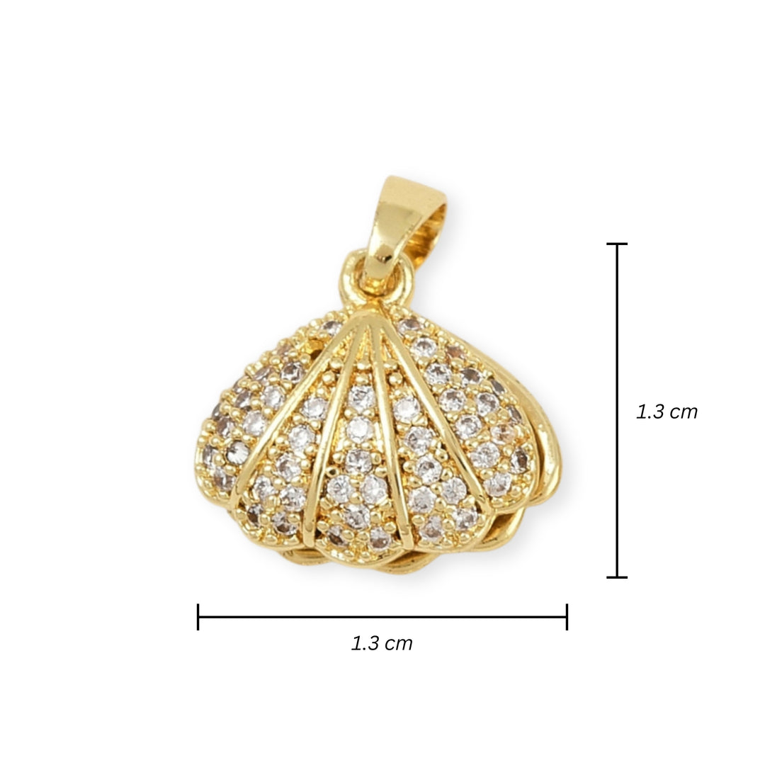 Medidas para Dije de concha de chapa de oro con zirconia