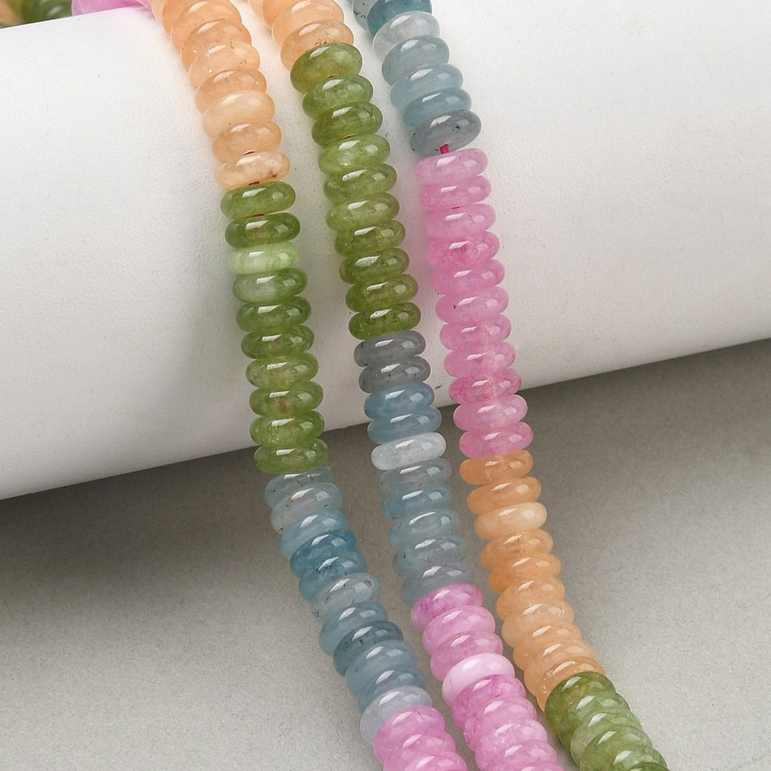 Tira de jade rondel de 6.5 mm con aproximadamente 167 cuentas