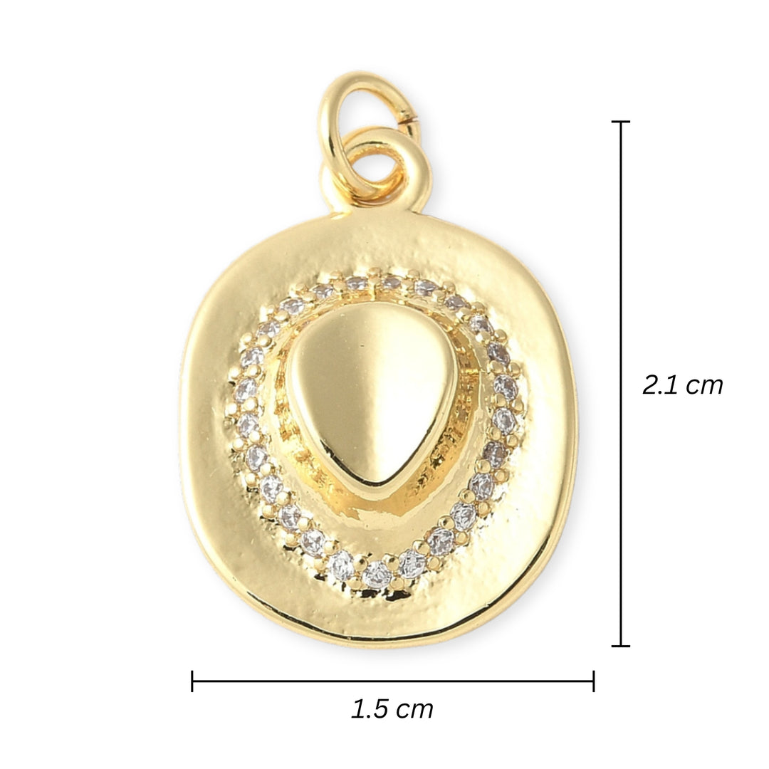 Medidas para Dije de sombrero de chapa de oro con zirconia